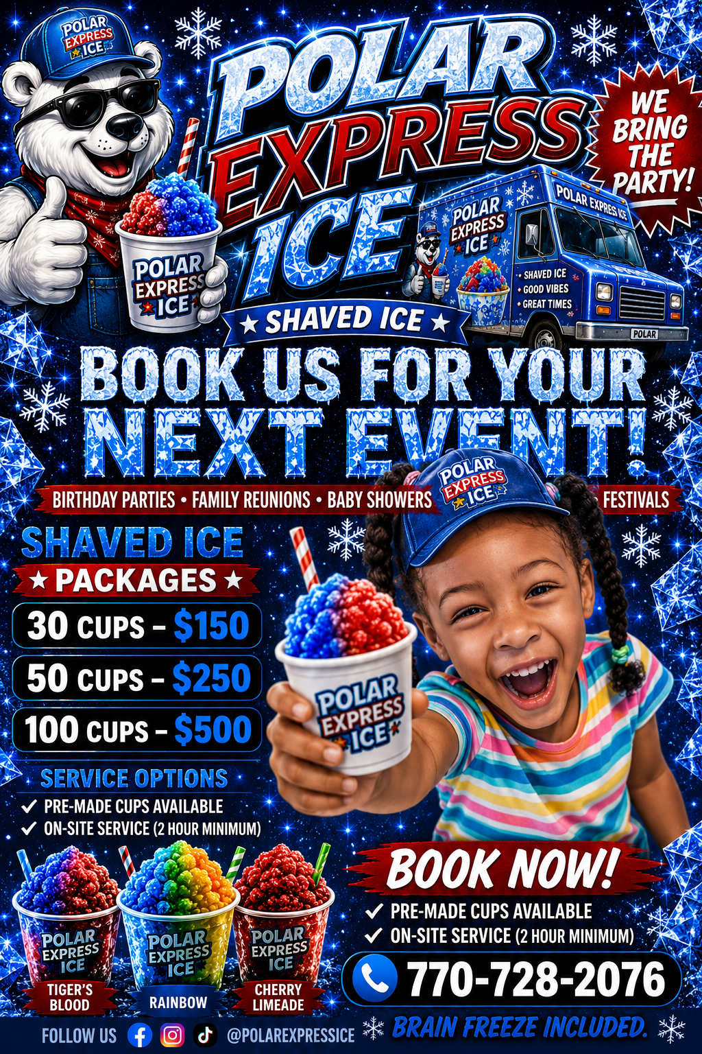 Polar Express Ice truck serving shaved ice at a Metro Atlanta event